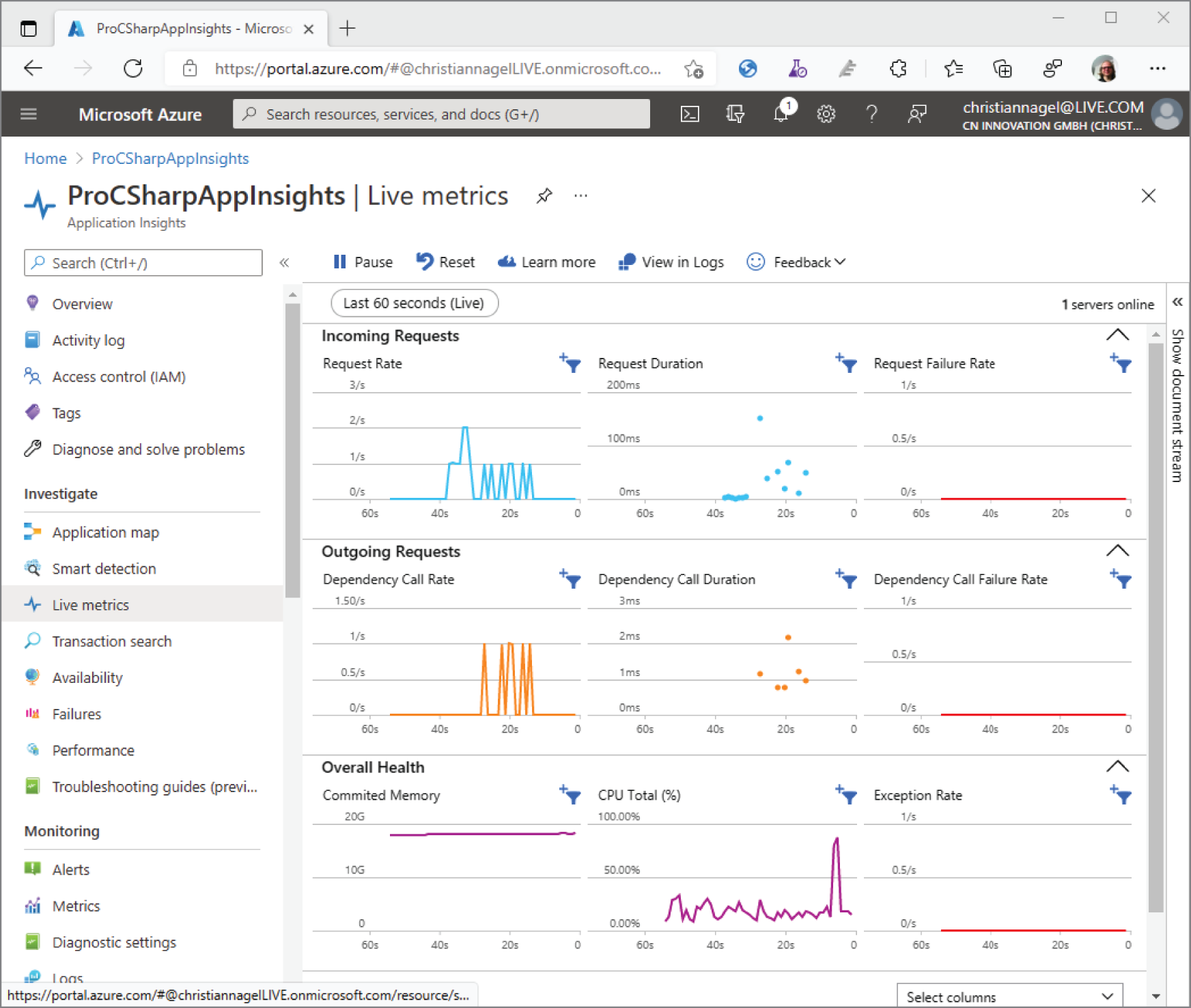 Snapshot of a webpage from portal azure.