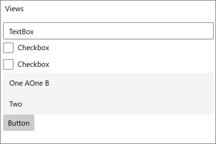 Snapshot of the views tab showing two check boxes.