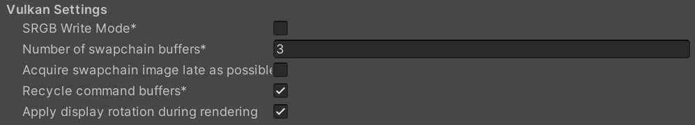 Vulkan Player settings for the OpenHarmony platform
