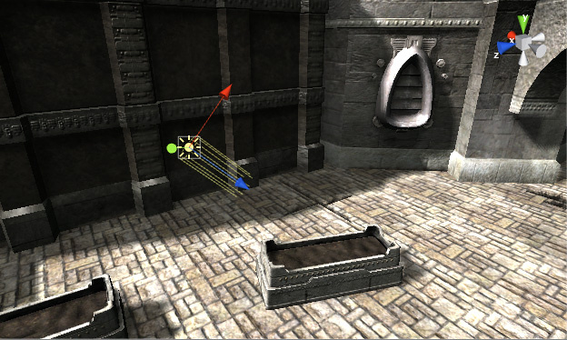 A Directional Light acting as the sun in a dungeon scene.
