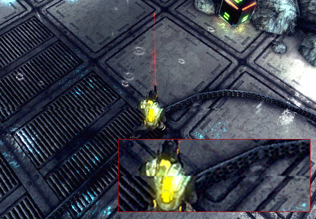 Simulated example of tearing. The shift in the picture is visible in the magnified portion.