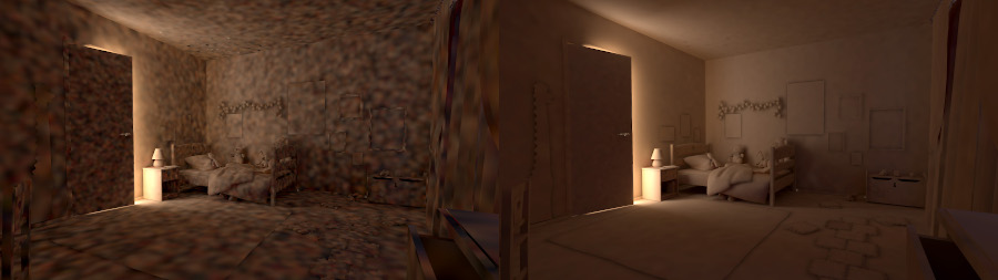 Scene filtered using Gaussian filter at a 1 texel radius