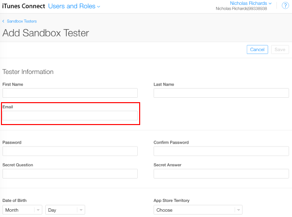 Create a tester account.