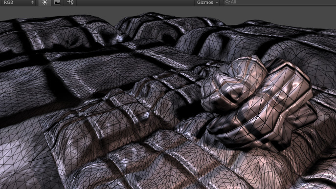 Tesselation factors depend on the triangle edge length on the screen. Unity applies a larger tessellation factor to longer edges.