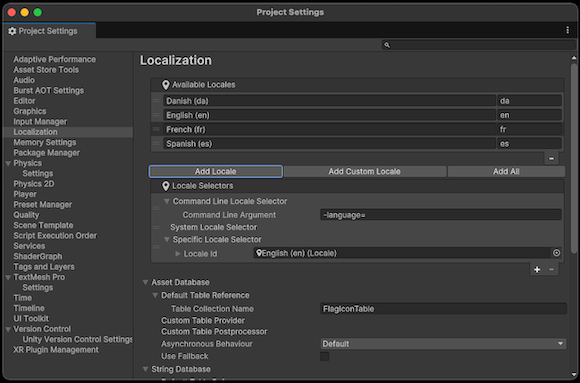 Create and configure your Localization Settings in the Project Settings.