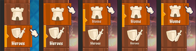 The menu bar buttons in UI Toolkit Sample -- Dragon Crashers uses a PointerEventClick to trigger some manual transitions.