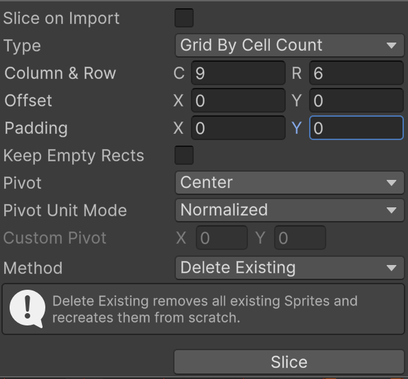 The Slice Tool properties with the Type property set to Grid By Cell Count.