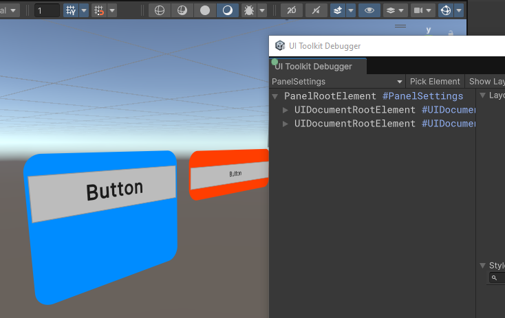 Two UI Documents connected to the same Panel Settings asset