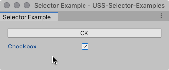 A Unity Editor window with an OK button, and a checkbox with no highlight.