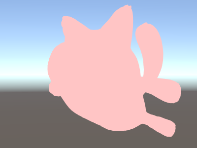 A cat-like character rendered using a single color, to create a silhouette.